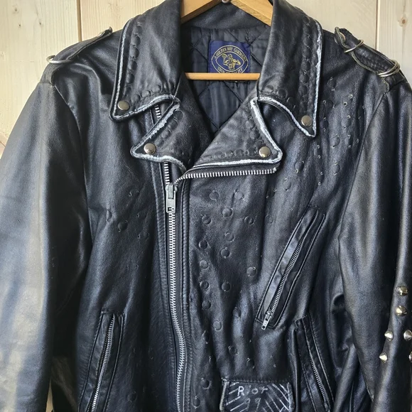 Vintage Golden Boy Leather Jacket 80s-90s Punk Mens - Picture 2 of 16